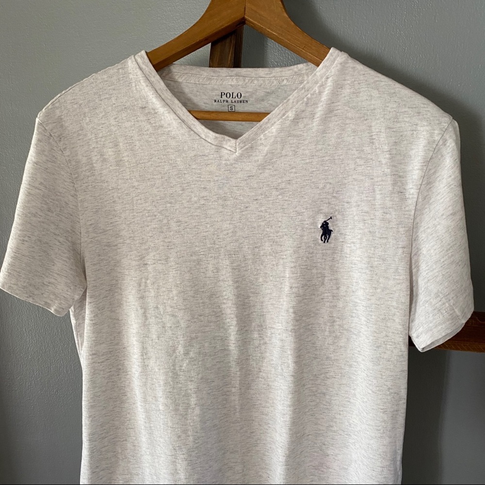 Polo Ralph Lauren Tshirt, Small, White Gray